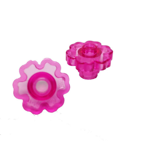 Lego Parts: Plant Flower 2 x 2 - Rounded Open Stud (PACK of 2 Transparent Dark Pink Flowers)