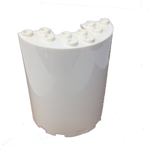 Lego Parts: Cylinder Half 3 x 6 x 6 with 1 x 2 Cutout (White)
