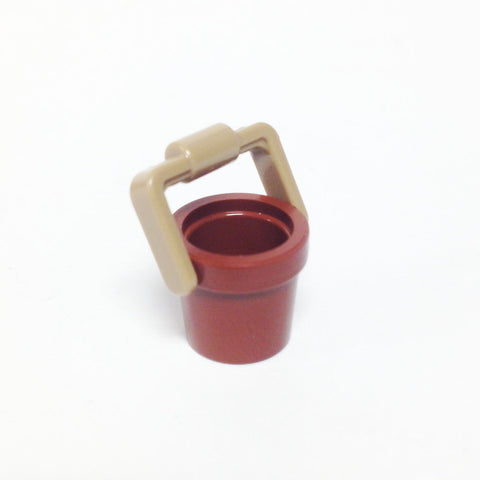 Lego Parts: Container, Bucket 1 x 1 x 1 with Handle (Reddish Brown/Tan)