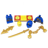 MinifigurePacks: Lego Ninjago Bundle (1) Jay Minifigure - Jungle Variant (1) Figure Display Base (3) Figure Accessory's (Shamshir Sword - Throwing Stars (Shuriken) - Nunchucks)