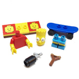 MinifigurePacks: Lego Simpsons Bundle (1) Bart Simpson Minifigure (1) Figure Display Base (3) Figure Accessory's (Skateboard - Spray Can - Slingshot)