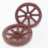 Lego Parts: Wagon Wheel - Small 27mm Diameter (PACK of 2 - Brown)