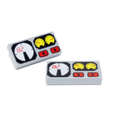 Lego Parts: Tile, Decorated 1 x 2 with Universal (PACK of 2 - Red 82, Yellow and White Gauges Pattern)