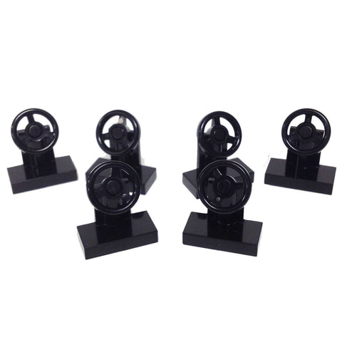 Lego Parts: Vehicle, Steering Stand 1 x 2 with Black Steering Wheel (PACK of 6 - Black)