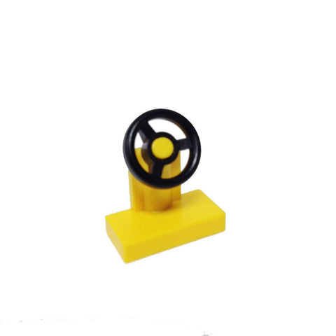 Lego Parts: Vehicle, Steering Stand 1 x 2 with Black Steering Wheel (Yellow)