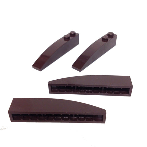Lego Parts: Slope, Curved 6 x 1 (PACK of 4 - Dark Brown)