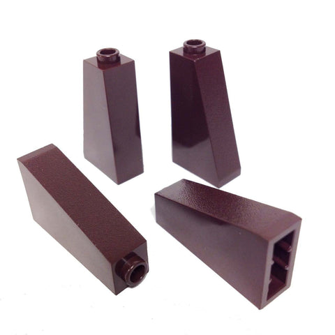 Lego Parts: Slope 75° 2 x 1 x 3 - Hollow Stud (Pack of 4 - Dark Brown)