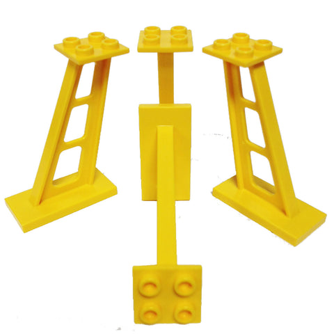 Lego Parts: Support 2 x 4 x 5 Stanchion Inclined, 5mm wide posts (PACK of 4 - Yellow)