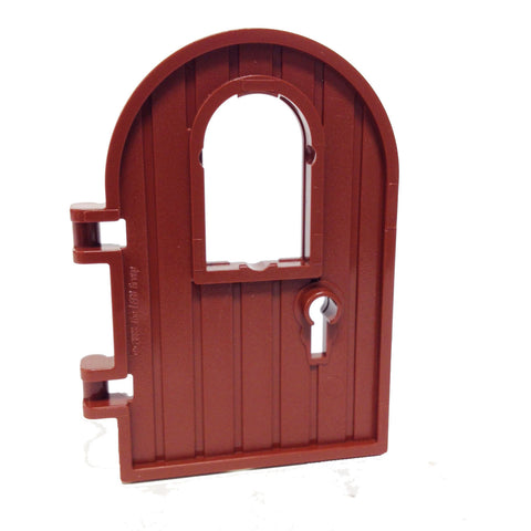 Lego Parts: Door 1 x 4 x 6 Round Top with Window and Keyhole (Reddish Brown)
