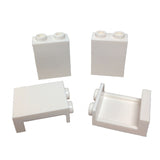 Lego Parts: Panel 1 x 2 x 2 with Side Supports - Hollow Studs (PACK of 4 - White)