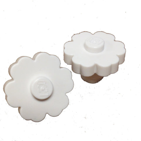 Lego Parts: Plant Flower 2 x 2 - Rounded Solid Stud (PACK of 2 White Flowers)