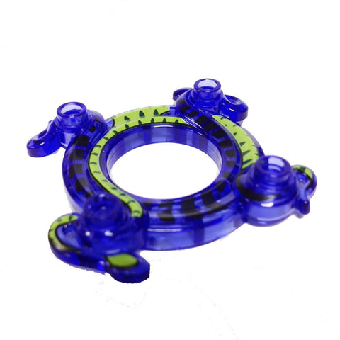 Lego Parts: Ring 4 x 4 with 2 x 2 Hole and 2 Intertwined Snakes with Lime Green Pattern (Ninjago Spinner Crown) (TransPurple)