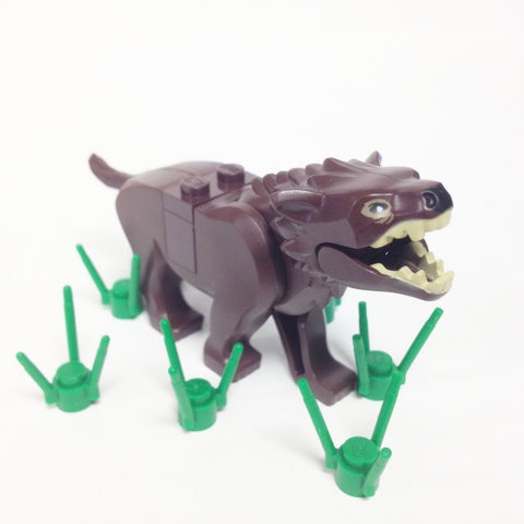 MinifigurePacks: Lego® The Hobbit - Bundle "(1) Dark Brown Warg with Black Nose" "(6) Grass Stems" "(1) Saddle Brick Filler"